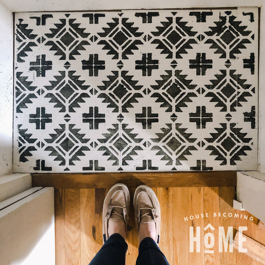 Stenciled Floor of Coat Closet