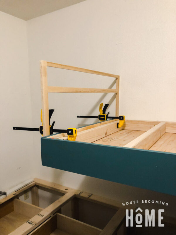 Attaching DIY Bunk Bed Guard Rail to End House Home