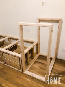 Build Center Drawer Section for Built in Offset Bunk Beds
