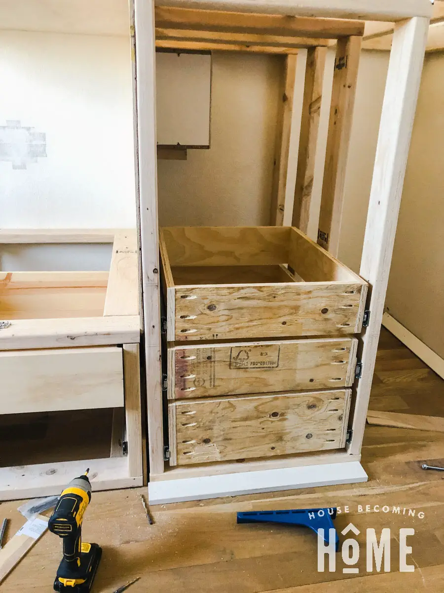 DIY Bunk Beds with Lots of Drawers