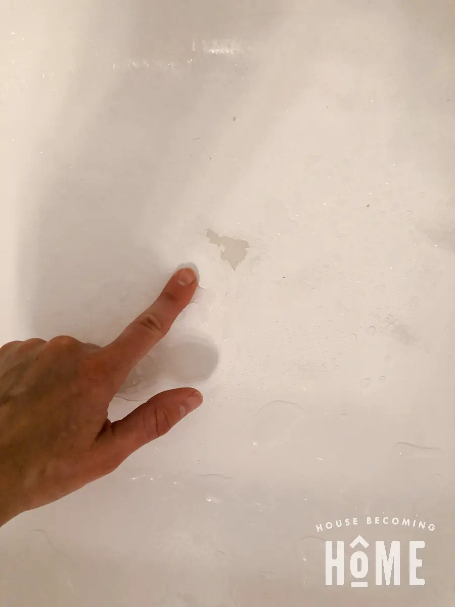 Worn Area in Painted Bathtub One Year Later