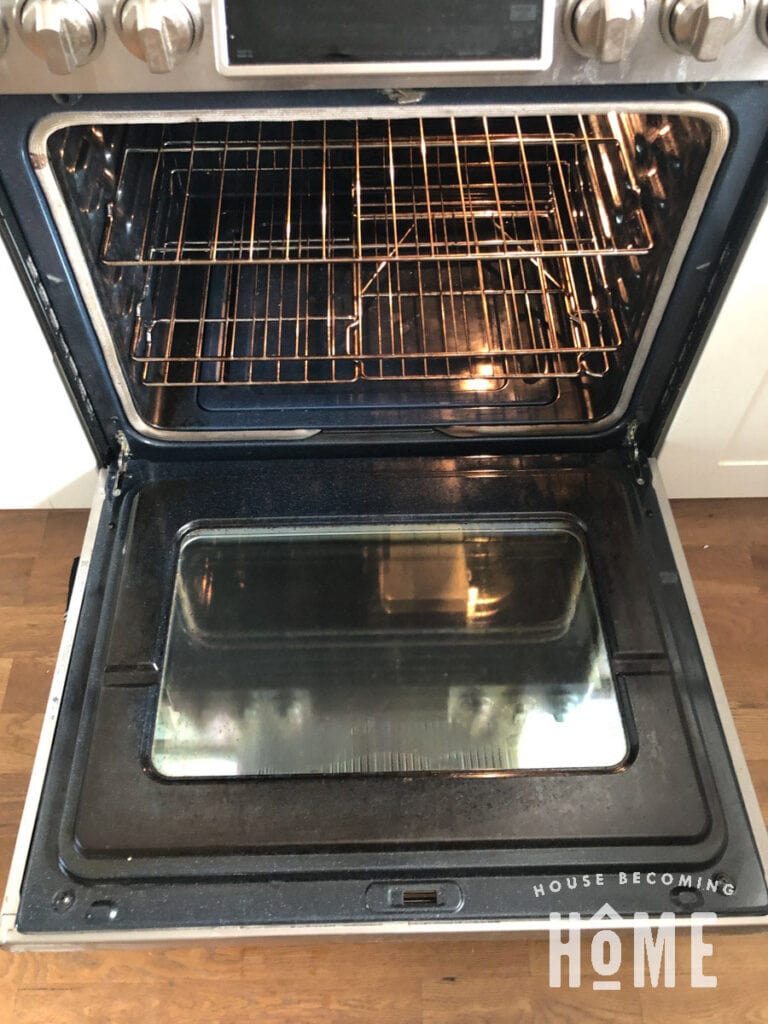 Oven Glass After Cleaning with Bar Keepers Friend