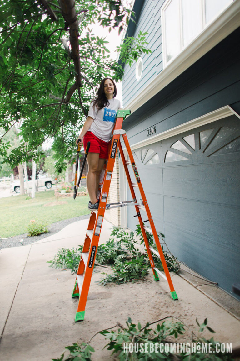 Ladder on Sloped Driveway House Home