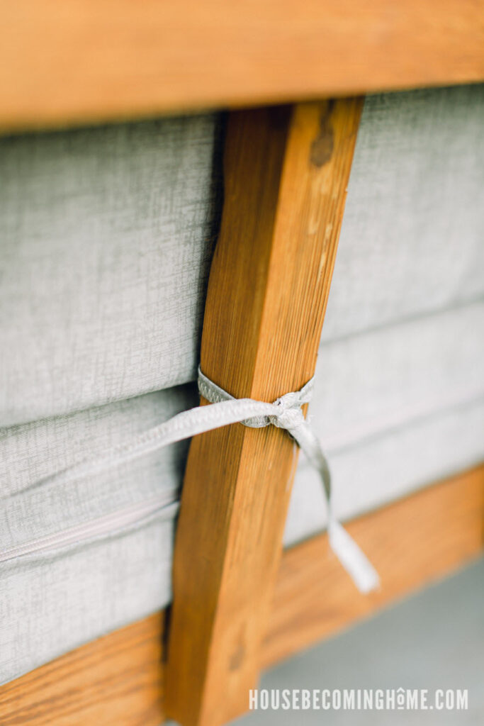 Ties on DIY Couch Cushion