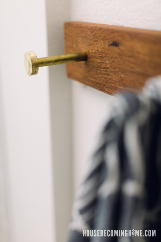 DIY Towel Holder Brass Knobs