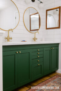 Green Vanity with drawers and doors