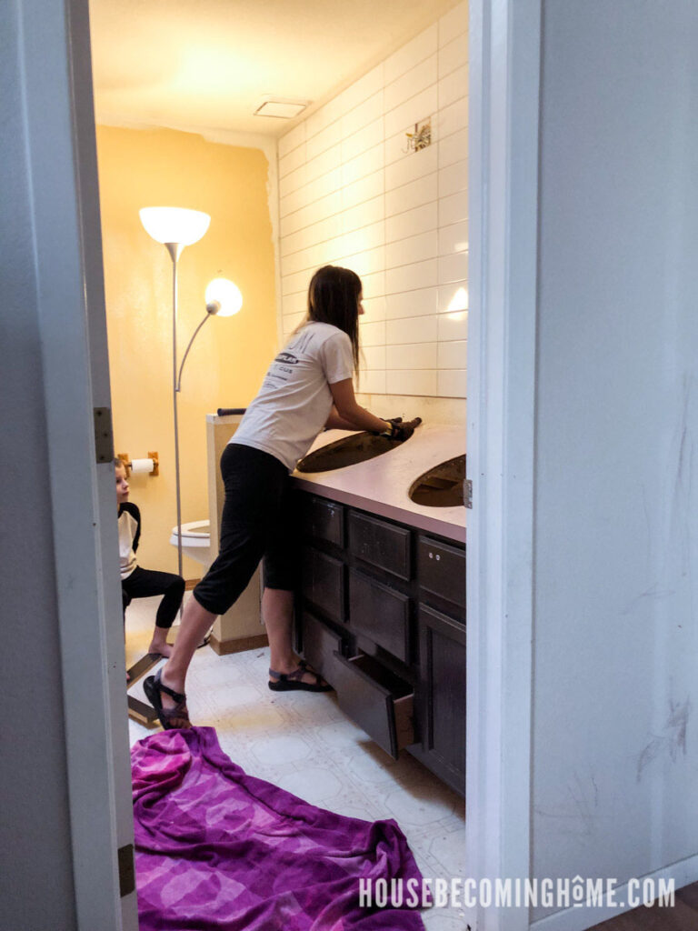 Master Bathroom Demo Day Countertop