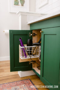 Pullout Storage for Hairdryer Master Bathroom
